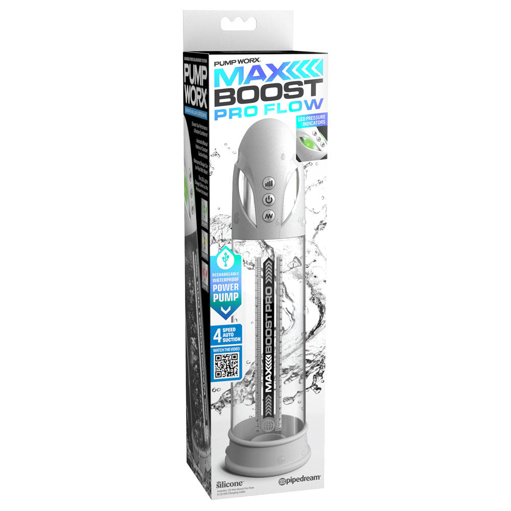 Automatic waterproof penis pump with LED display, silicone sleeve, and crystal clear chamber for enhanced erection support, show box | Flirty bay online adult store, adult toys and lingerie